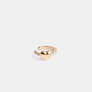 Coach Pavé Heart Ear Cuff Doré | COH866182