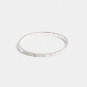 Coach Pavé Hinged Bangle Argent | COH866156