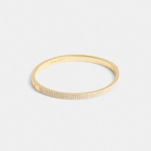 Coach Pavé Hinged Bangle Doré | COH866072