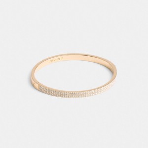 Coach Pavé Hinged Bangle Rose Doré | COH866082