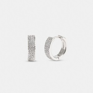 Coach Pavé Huggie Earrings Argent | COH866074