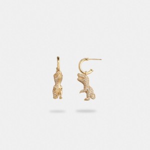 Coach Pavé Rexy Huggie Earrings Doré | COH866217
