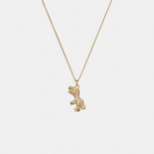 Coach Pavé Rexy Necklace Doré | COH866172