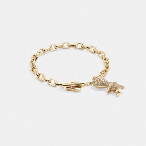 Coach Pavé Rexy Signature Chain Bracelet Doré | COH866148