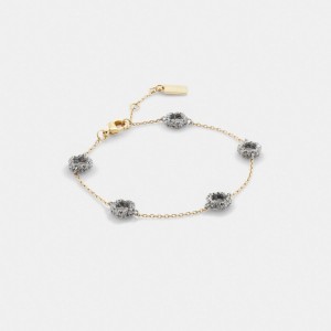 Coach Pavé Tea Rose Linear Bracelet Doré | COH866153
