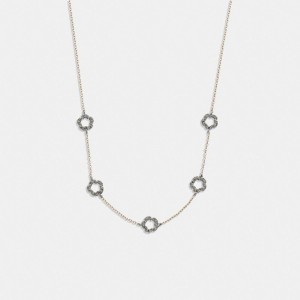 Coach Pavé Tea Rose Necklace Doré | COH866108