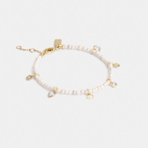 Coach Pearl Charm Bracelet Doré | COH866206