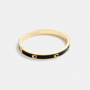 Coach Pegged Signature Hinged Bangle Doré Noir | COH866075