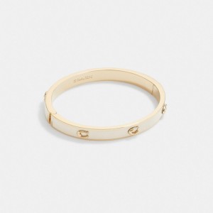 Coach Pegged Signature Hinged Bangle Doré | COH866093