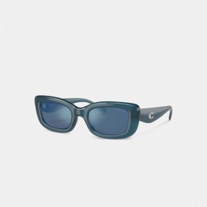 Coach Pillow Tabby Narrow Rectangle Sunglasses Bleu | COH866330