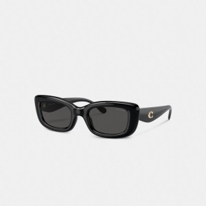 Coach Pillow Tabby Narrow Rectangle Sunglasses Noir | COH866353
