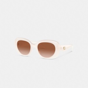 Coach Pillow Tabby Round Sunglasses Blanche | COH866331