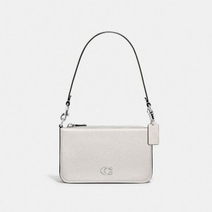 Coach Pouch Bag With Signature Canvas Blanche | COH865288