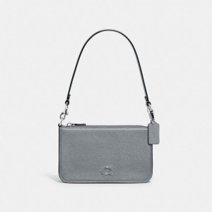 Coach Pouch Bag With Signature Canvas Grise Bleu | COH865238