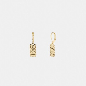 Coach Quilted Signature Drop Earrings Doré Noir | COH866197