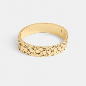 Coach Quilted Signature Hinged Bangle Doré Noir | COH866195