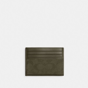 Coach Refined Card Case In Signature Canvas Jacquard Vert | COH866749