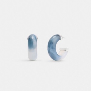Coach Resin Tie Dye Hoop Earrings Argent Bleu | COH866223