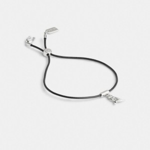 Coach Rexy Leather Slider Bracelet Argent Noir | COH866230