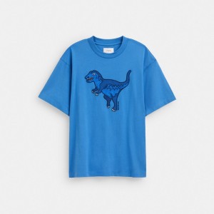 Coach Rexy T Shirt In Organic Cotton Bleu | COH866906