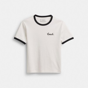 Coach Ringer T Shirt Blanche | COH865990
