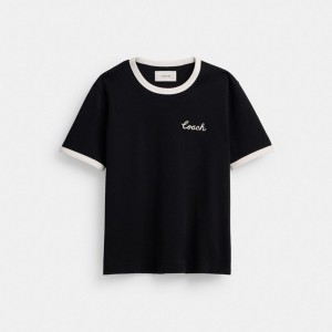 Coach Ringer T Shirt Noir | COH865949