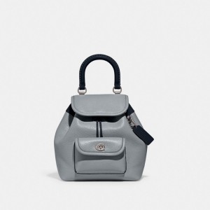Coach Riya Backpack 21 In Colorblock Argent Grise Bleu Multicolore | COH865458