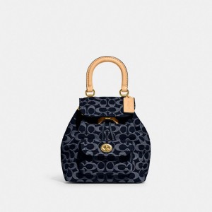 Coach Riya Backpack 21 In Signature Denim Bleu Bleu | COH865479