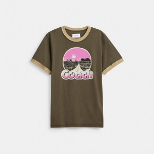 Coach Roadside Ringer T Shirt Noir | COH866923