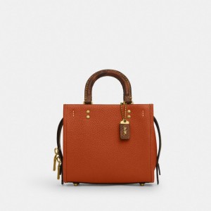 Coach Rogue 20 In Regenerative Leather With Snakeskin Detail Marron | COH865341