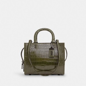 Coach Rogue Bag 25 In Alligator Bleu Grise Vert Olive | COH865179