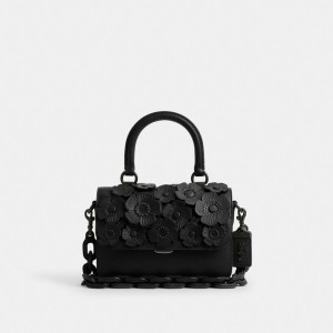 Coach Rogue Top Handle Bag With Tea Rose Noir Noir | COH865170