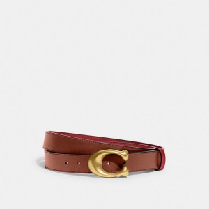 Coach Sculpted C Buckle Cut To Size Reversible Belt, 32 Mm Rouge | COH866313