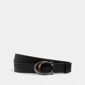 Coach Sculpted C Buckle Cut To Size Reversible Belt, 32 Mm Bleu Grise Noir | COH866319