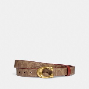 Coach Sculpted C Buckle Cut To Size Reversible Belt, 25 Mm Marron Rouge | COH866321