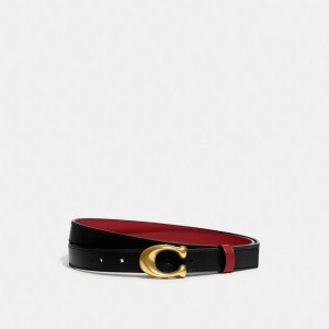 Coach Sculpted C Buckle Cut To Size Reversible Belt, 25 Mm Noir Rouge | COH866322