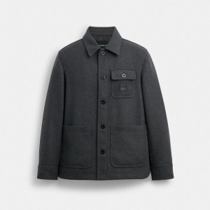 Coach Shirt Jacket Grise | COH866861