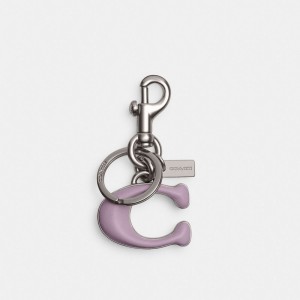 Coach Signature Bag Charm Argent Violette | COH866440