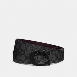 Coach Signature Buckle Cut To Size Reversible Belt, 38 Mm Grise Bordeaux | COH866992