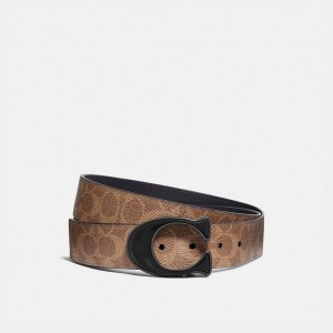 Coach Signature Buckle Cut To Size Reversible Belt, 38 Mm Kaki Noir | COH867005