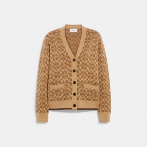 Coach Signature Cardigan Marron | COH865953