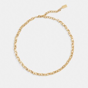 Coach Signature Chain Link Choker Necklace Doré | COH866142