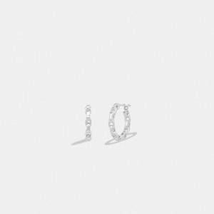 Coach Signature Chain Small Hoop Earrings Argent | COH866091