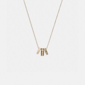 Coach Signature Enamel Necklace Doré Noir | COH866179