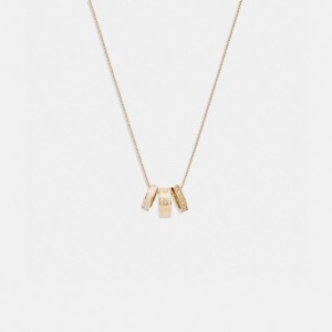 Coach Signature Enamel Necklace Doré | COH866088