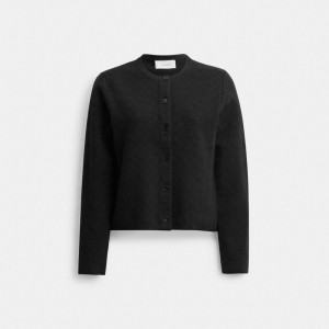 Coach Signature Knit Cropped Cardigan Noir | COH865958