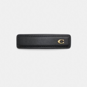 Coach Signature Leather Barrette Noir | COH866171