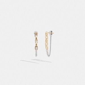 Coach Signature Mixed Chain Drop Earrings Doré Argent | COH866175