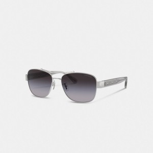 Coach Signature Ombré Narrow Pilot Sunglasses Grise | COH866346