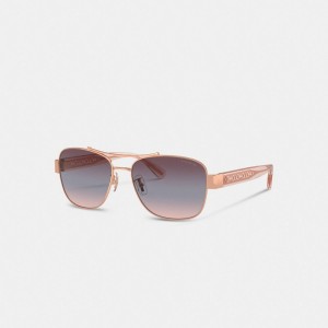 Coach Signature Ombré Narrow Pilot Sunglasses Violette | COH866378